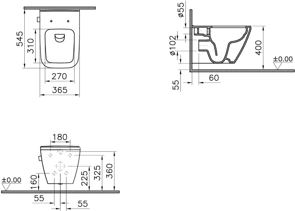 Integra Square Rim-ex белый унитаз подвесной со смесителем комплект