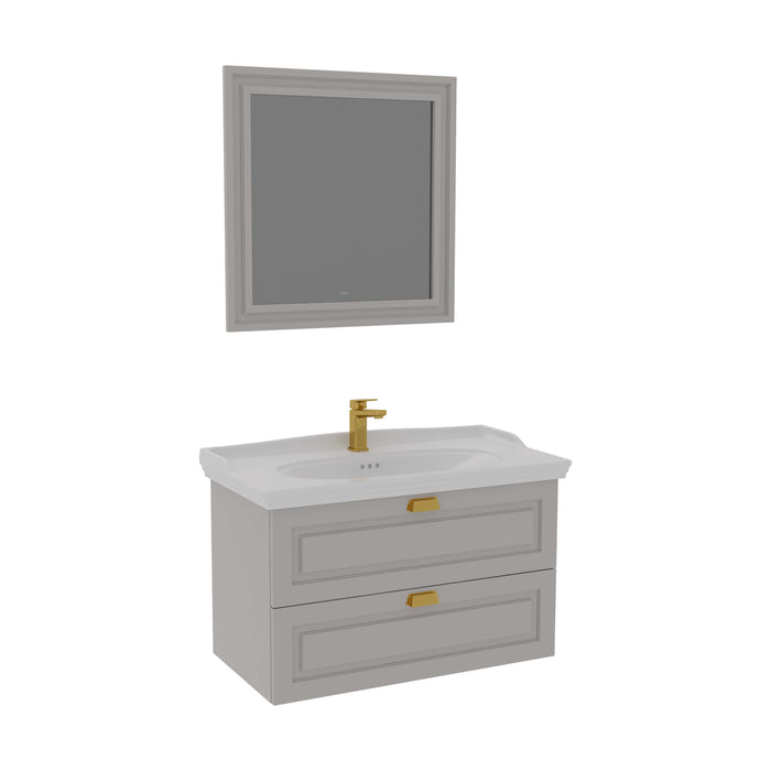 Isvea Valentia тумба с раковиной и зеркалом в комплекте 90см светло-коричневый