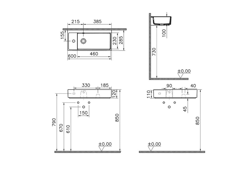 Archiplan компакт раковина 60x28см левый