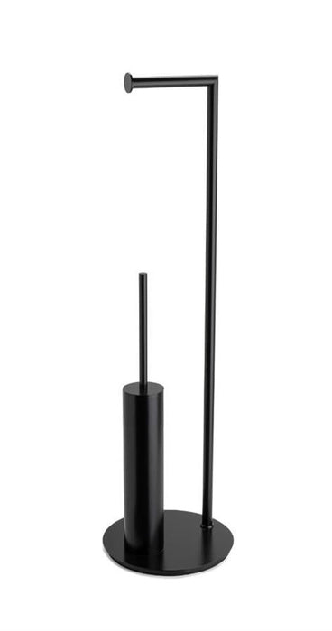 Отдельностоящий ёршик с подставкой для туалетной бумаги круглый черный