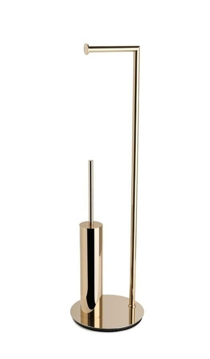 Отдельностоящий ёршик с подставкой для туалетной бумаги круглый золотой