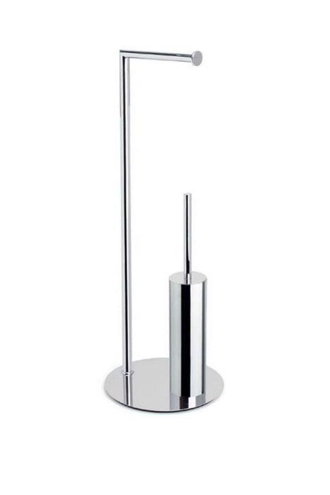 Отдельностоящий ёршик с подставкой для туалетной бумаги круглый хромированный