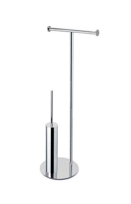 Отдельностоящий ёршик с подставкой для туалетной бумаги круглый хромированный