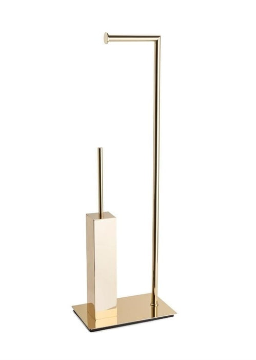 Отдельностоящий ёршик с подставкой для туалетной бумаги квадратный золотой