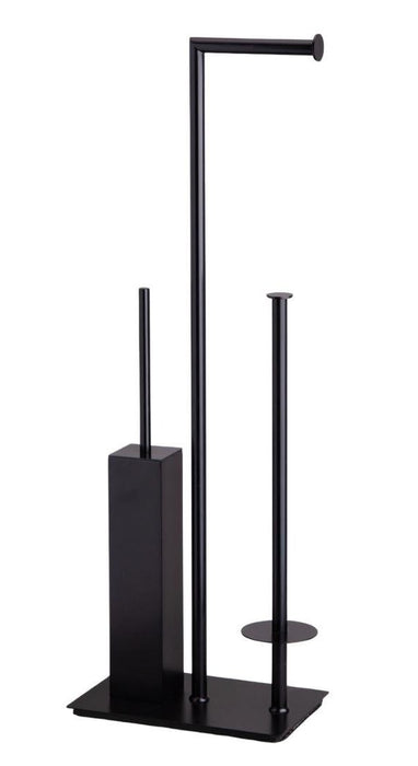 Отдельностоящий ёршик с подставкой для туалетной бумаги и рулона квадратный черный