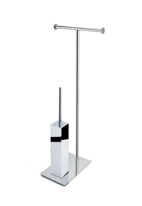 Отдельностоящий ёршик с подставкой для туалетной бумаги квадратный хромированный