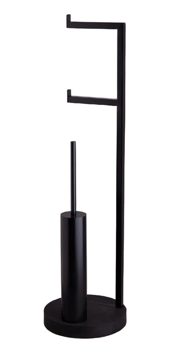 Отдельностоящий ёршик с подставкой для туалетной бумаги круглый черный