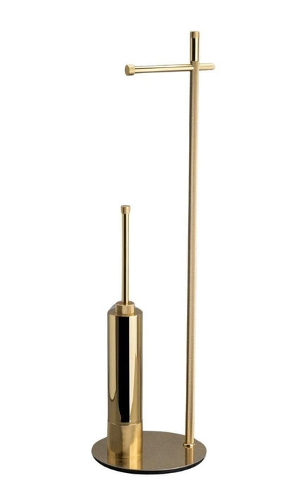 Отдельностоящий ёршик с подставкой для туалетной бумаги круглый золотой