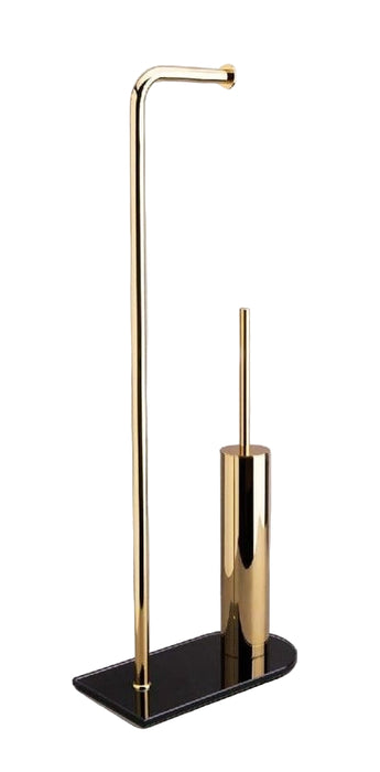 Отдельностоящий ёршик с подставкой для туалетной бумаги золотой