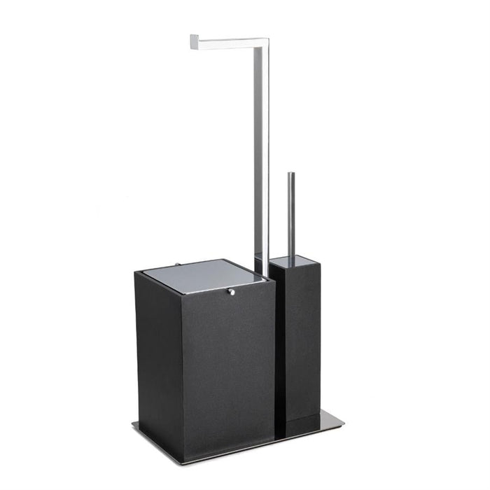 Отдельностоящий ёршик с подставкой для туалетной бумаги и урна черный кварцит