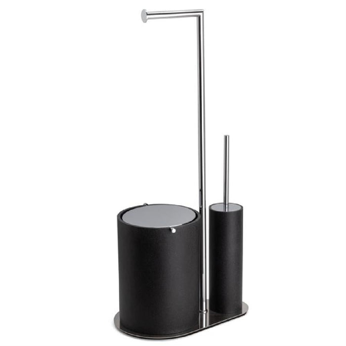 Отдельностоящий ёршик с подставкой для туалетной бумаги и урна черный кварцит