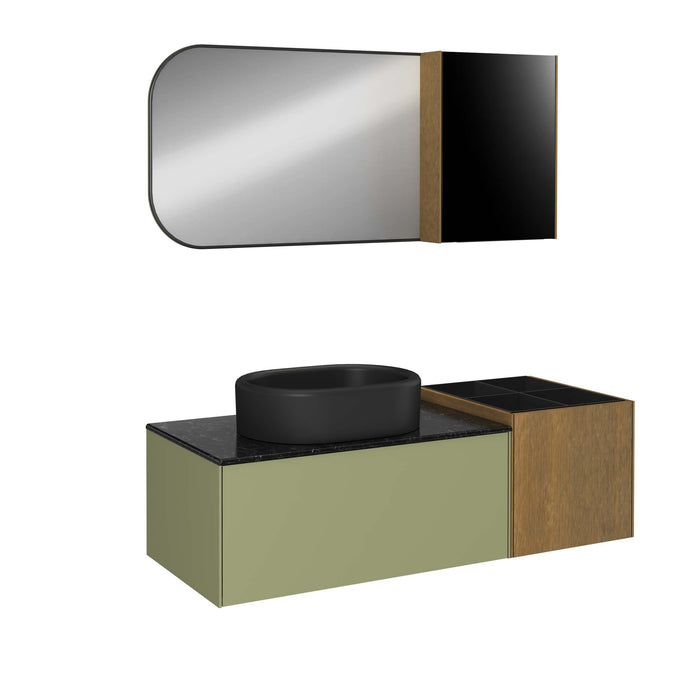 Isvea Curvo тумба с раковиной и зеркалом в комплекте 150см зеленый