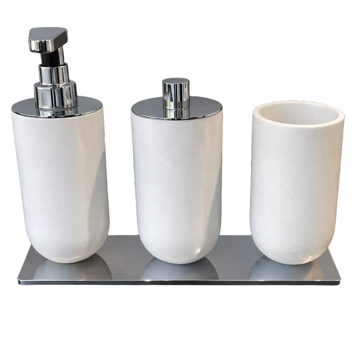 Стакан, диспенсер для жидкого мыла и подставка белый