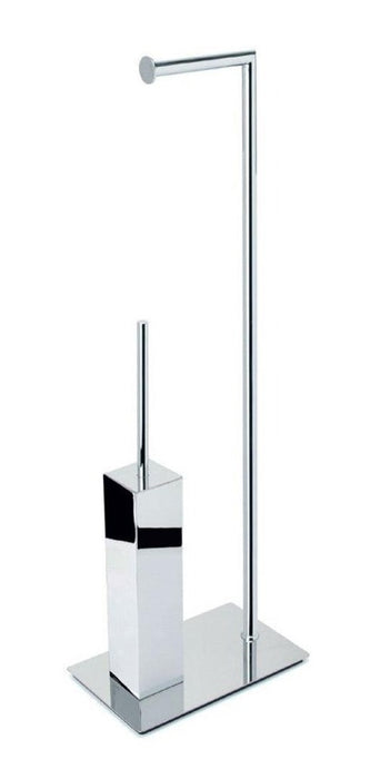 Отдельностоящий ёршик с подставкой для туалетной бумаги квадратный хромированный