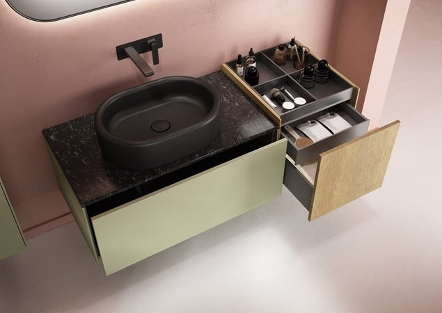 Isvea Curvo тумба с раковиной и зеркалом в комплекте 150см зеленый