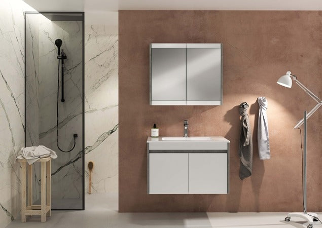 Isvea Line тумба с раковиной и зеркало-кабинет в комплекте 60см дуб