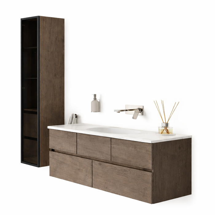 Memoria тумба с раковиной и пенал в комплетке 150см мокка